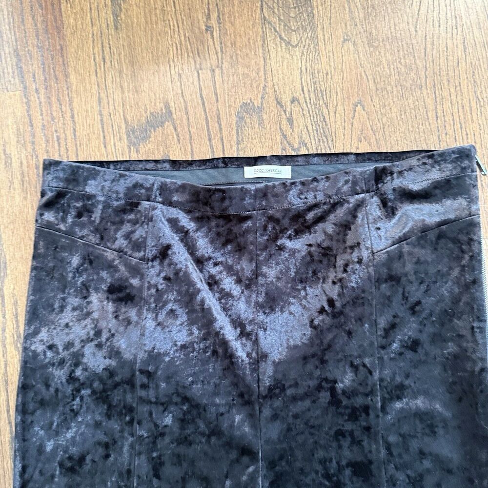 Good American Black Velour Pants Disco Boss Skinny Womens 2XL 6 Velvet 1615 NWOT - Picture 4 of 11